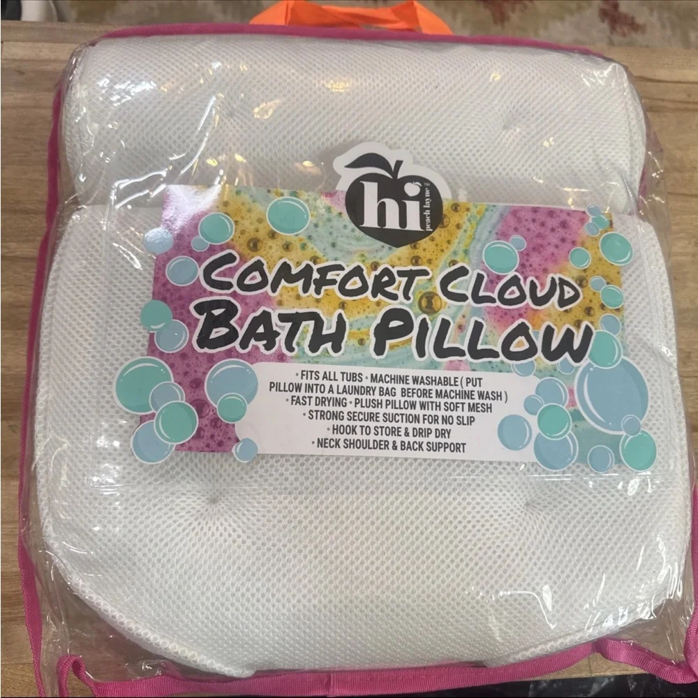 New HI Peach Layne Comfort Cloud Bath Pillow in bag, fits all tubs NEW